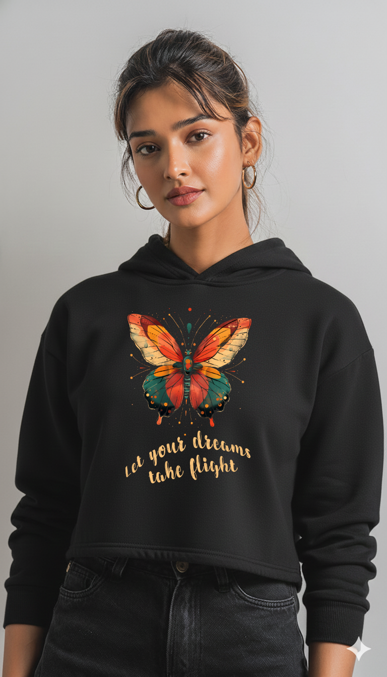 Let Your Dreams Take Flight – Women’s Crop Hoodie | Storeily Winter Collection