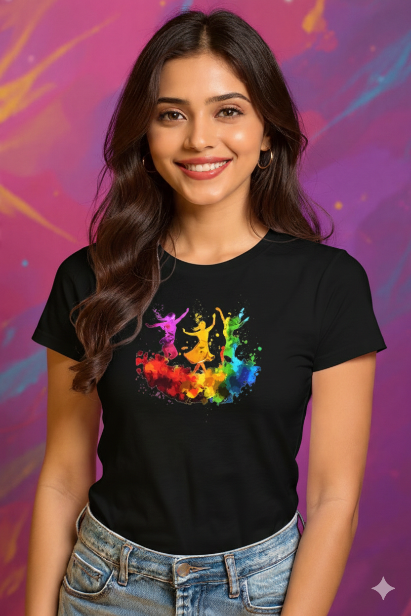 Celebrate Holi  with Holi special t shirt for women - Storeily