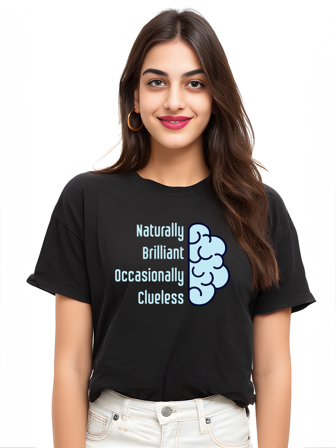 'Naturally Brilliant Occasionally Clueless' Women's Oversized Cotton T-Shirt