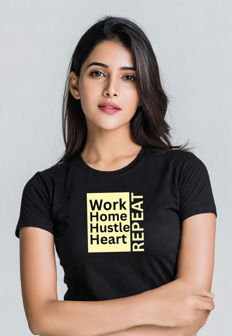 Work. Home. Hustle. Heart. Repeat – Women’s Cotton T-Shirt