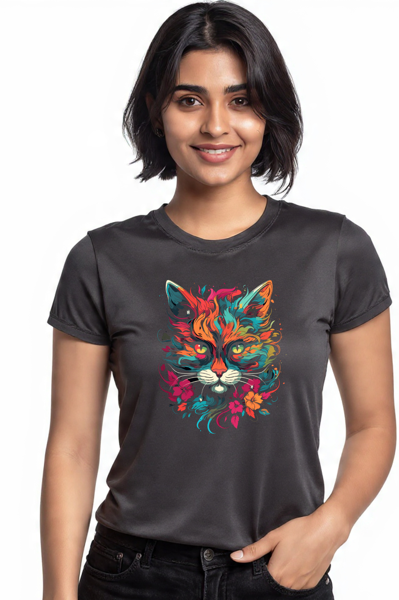 Mystic Cat Vibes – Airweev Graphic Tee for Women