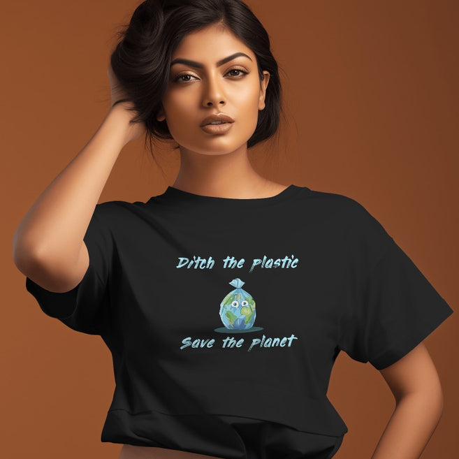 "Ditch the Plastic" Environment Day Theme T-Shirt Women's Graphic T-Shirt