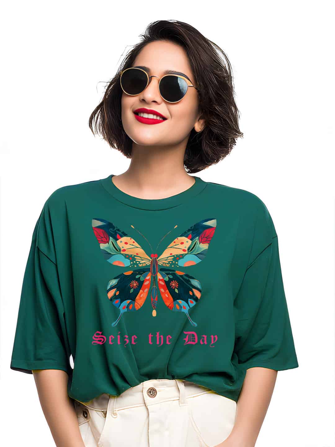 Butterfly Colorful Gothic Premium Oversized Cotton Tshirt