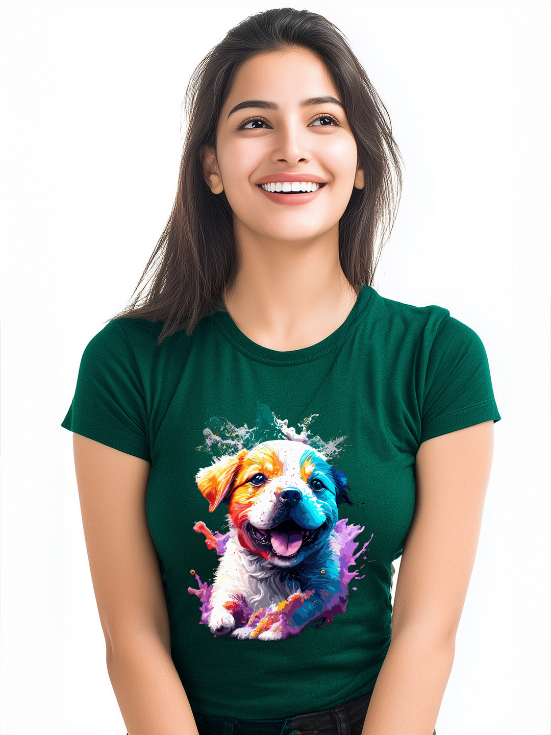 Women's Cute Puppy Graphic Cotton T-Shirt for dog lovers