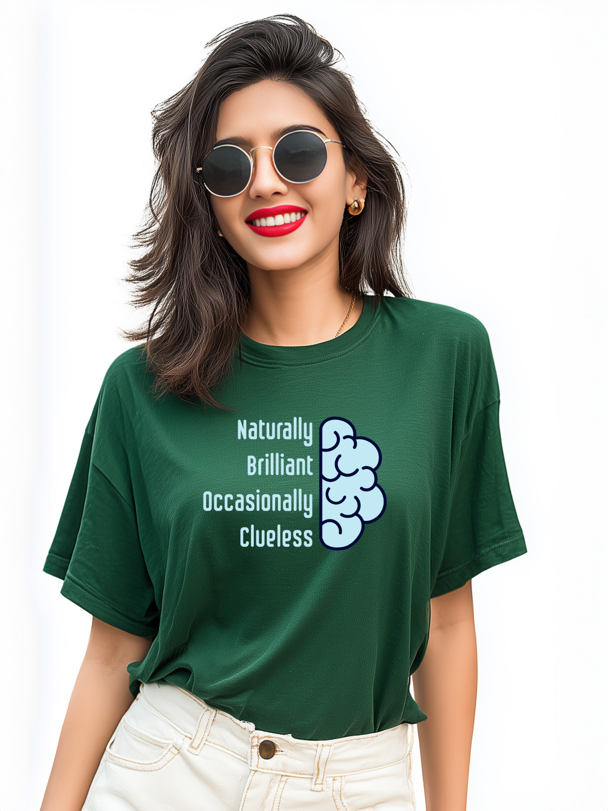 'Naturally Brilliant Occasionally Clueless' Women's Oversized Cotton T-Shirt