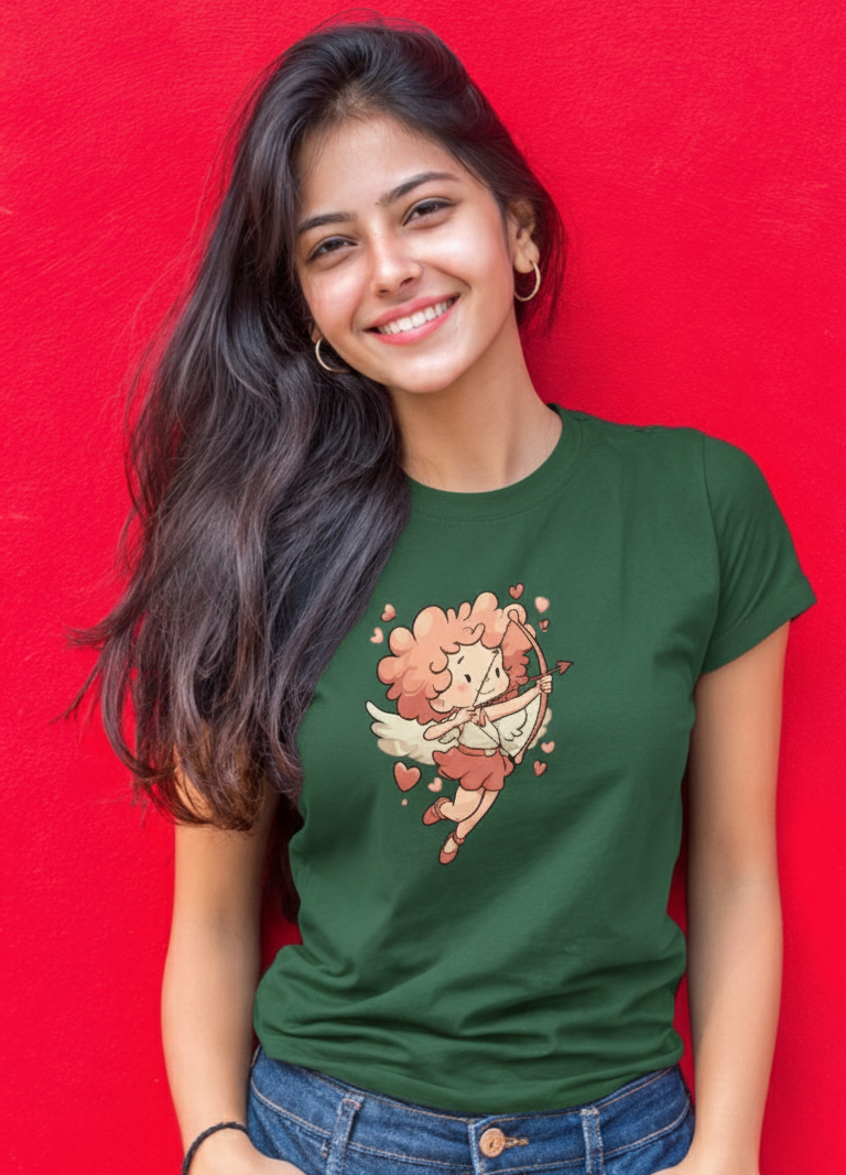 Valentine Cupid Love Graphic Cotton T-Shirt