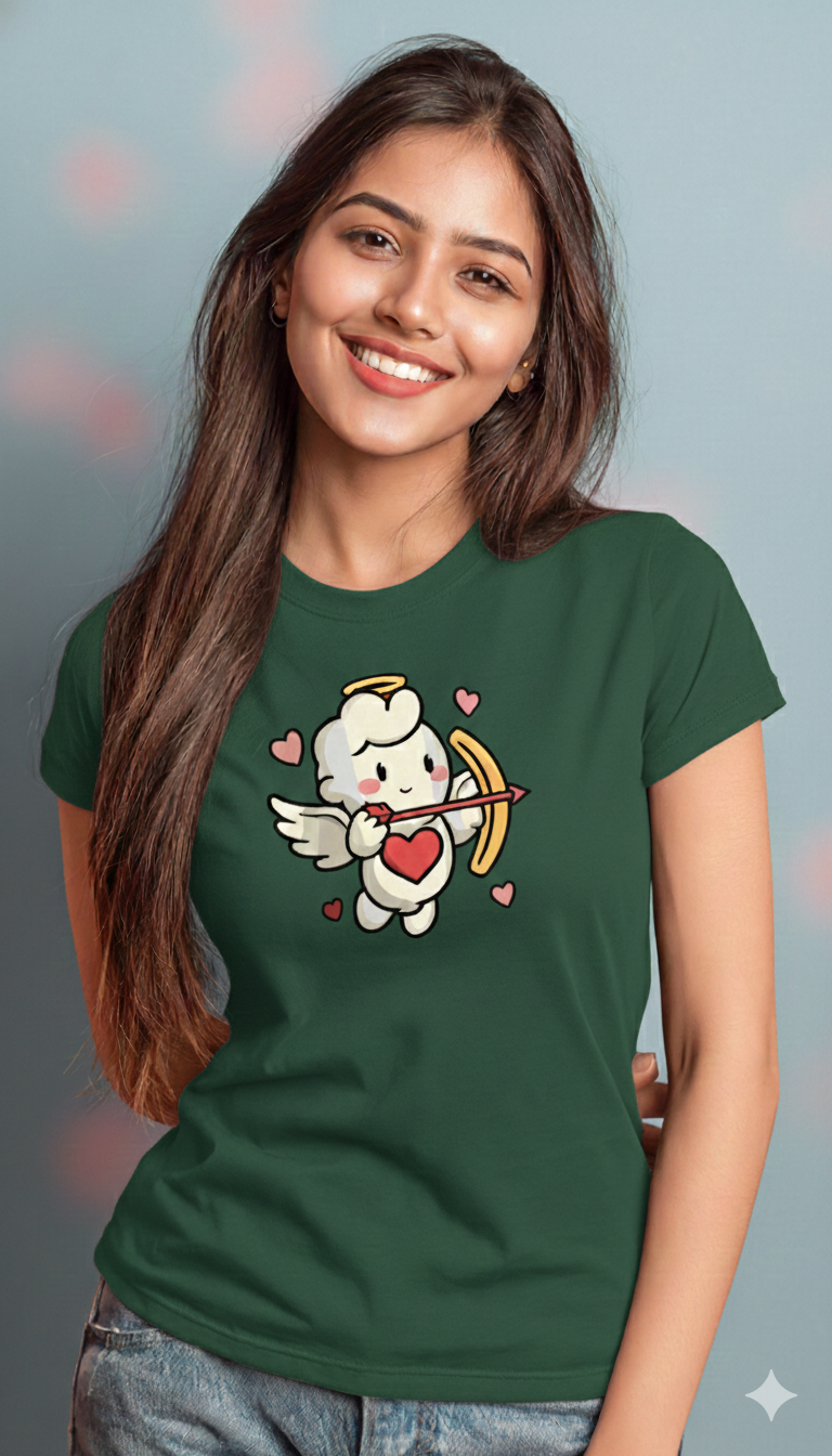 Valentine Edition Cupid Love Graphic Cotton T-Shirt