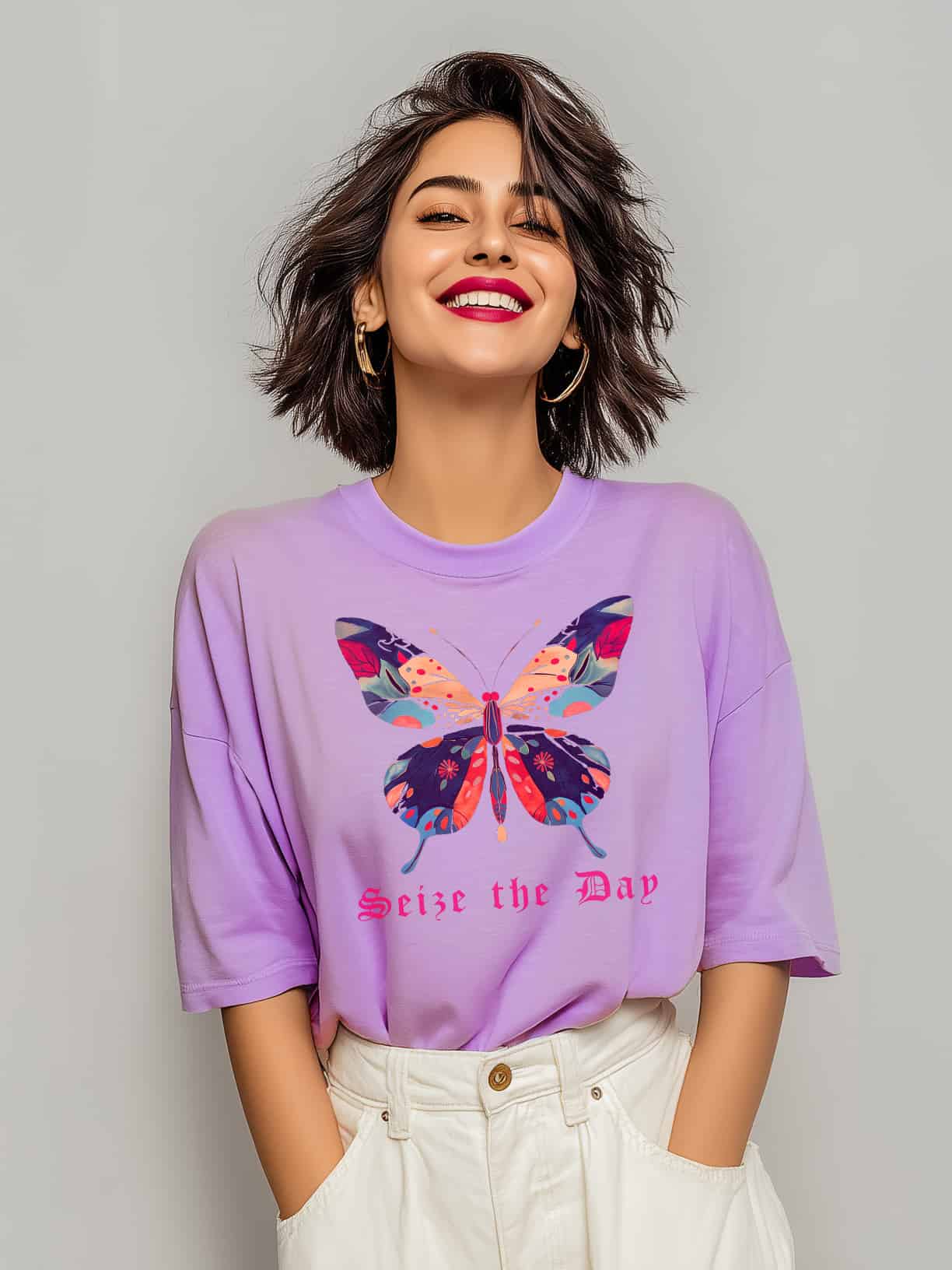 Butterfly Colorful Gothic Premium Oversized Cotton Tshirt
