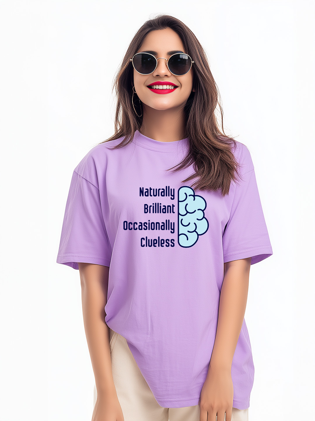 'Naturally Brilliant Occasionally Clueless' Women's Oversized Cotton T-Shirt