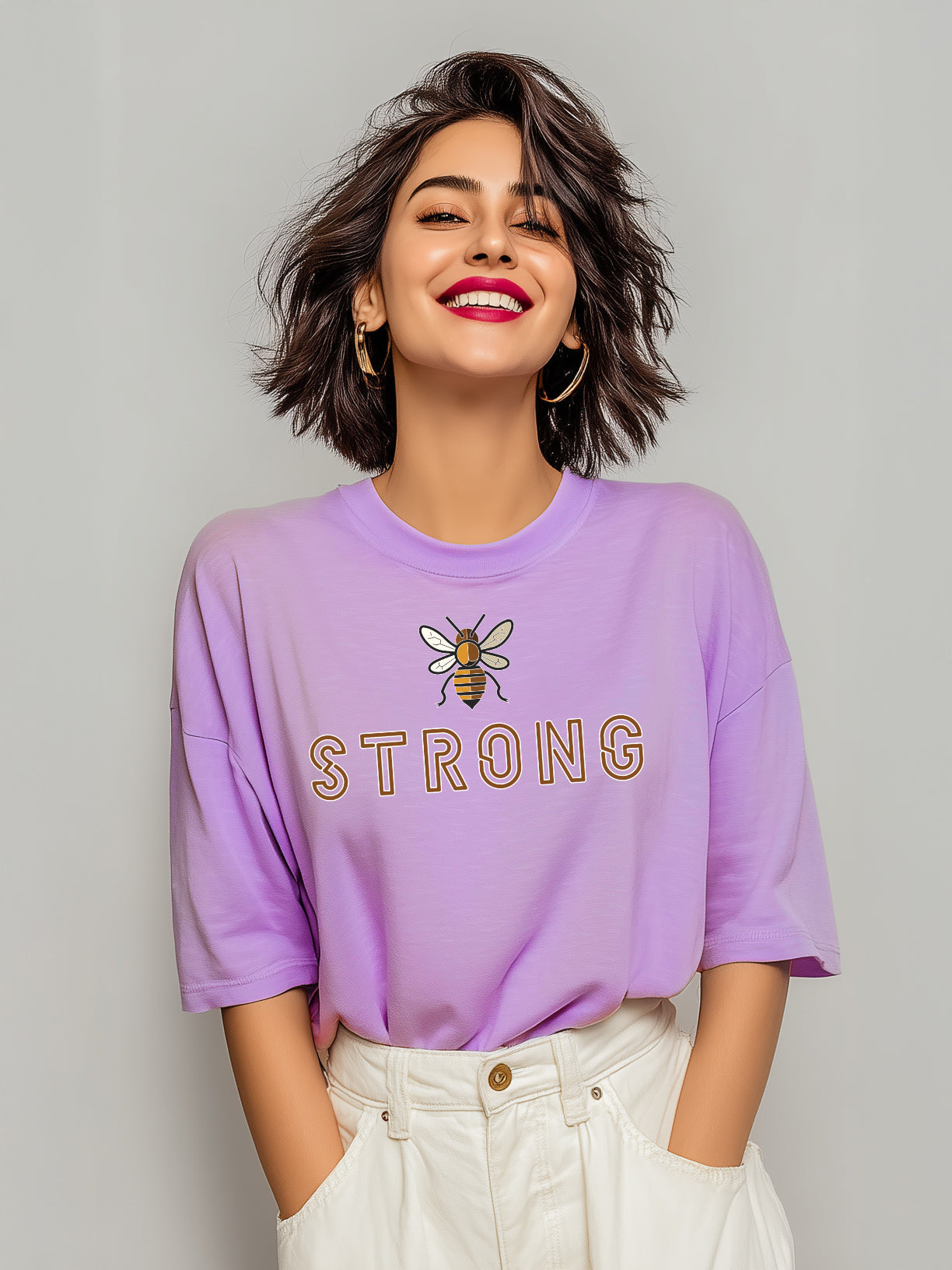 Empower Your Style with  Women's Cotton 'Be Strong' Oversized Tee