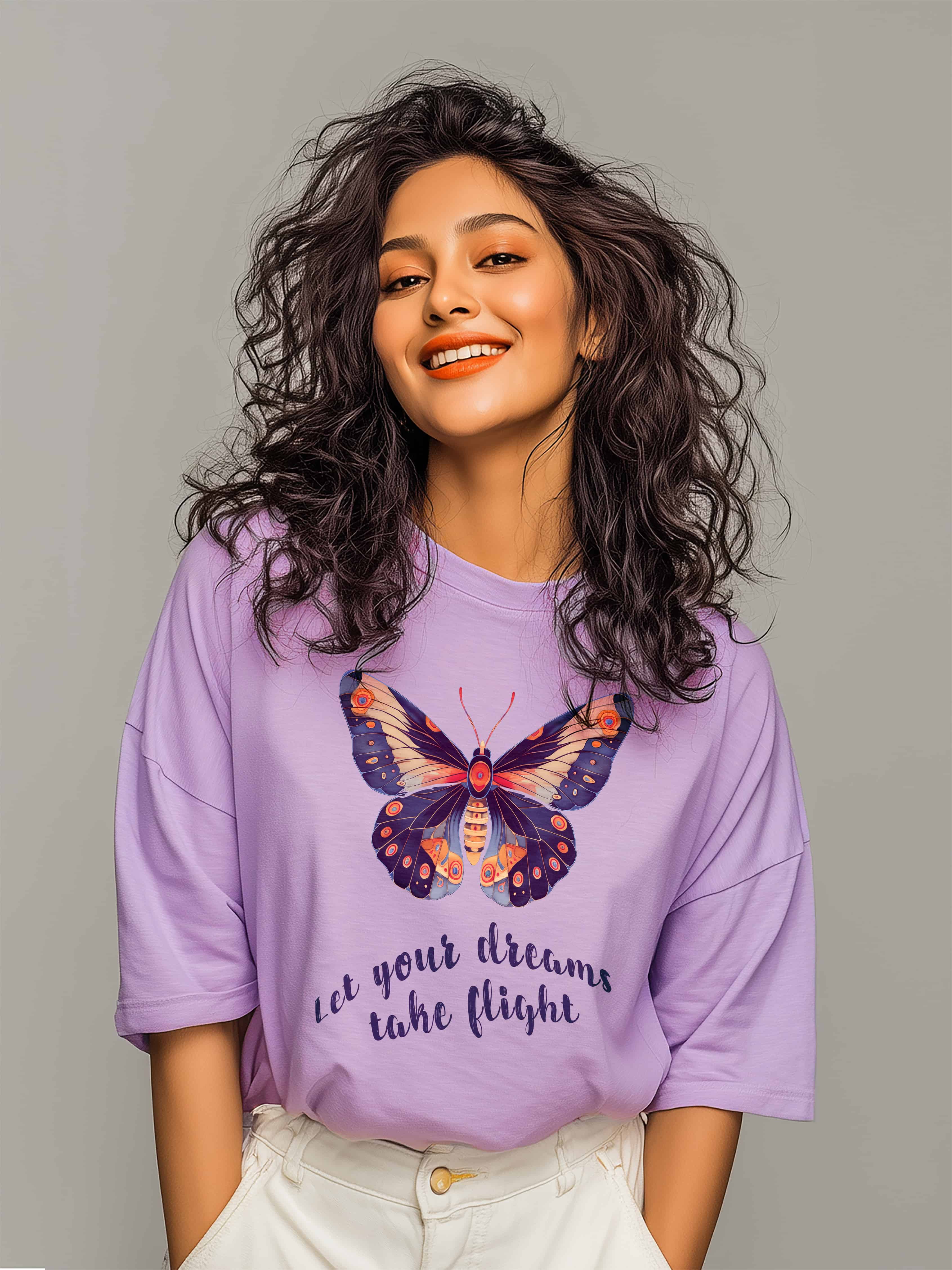 Butterfly Artwork Premium Oversized Cotton Tshirt