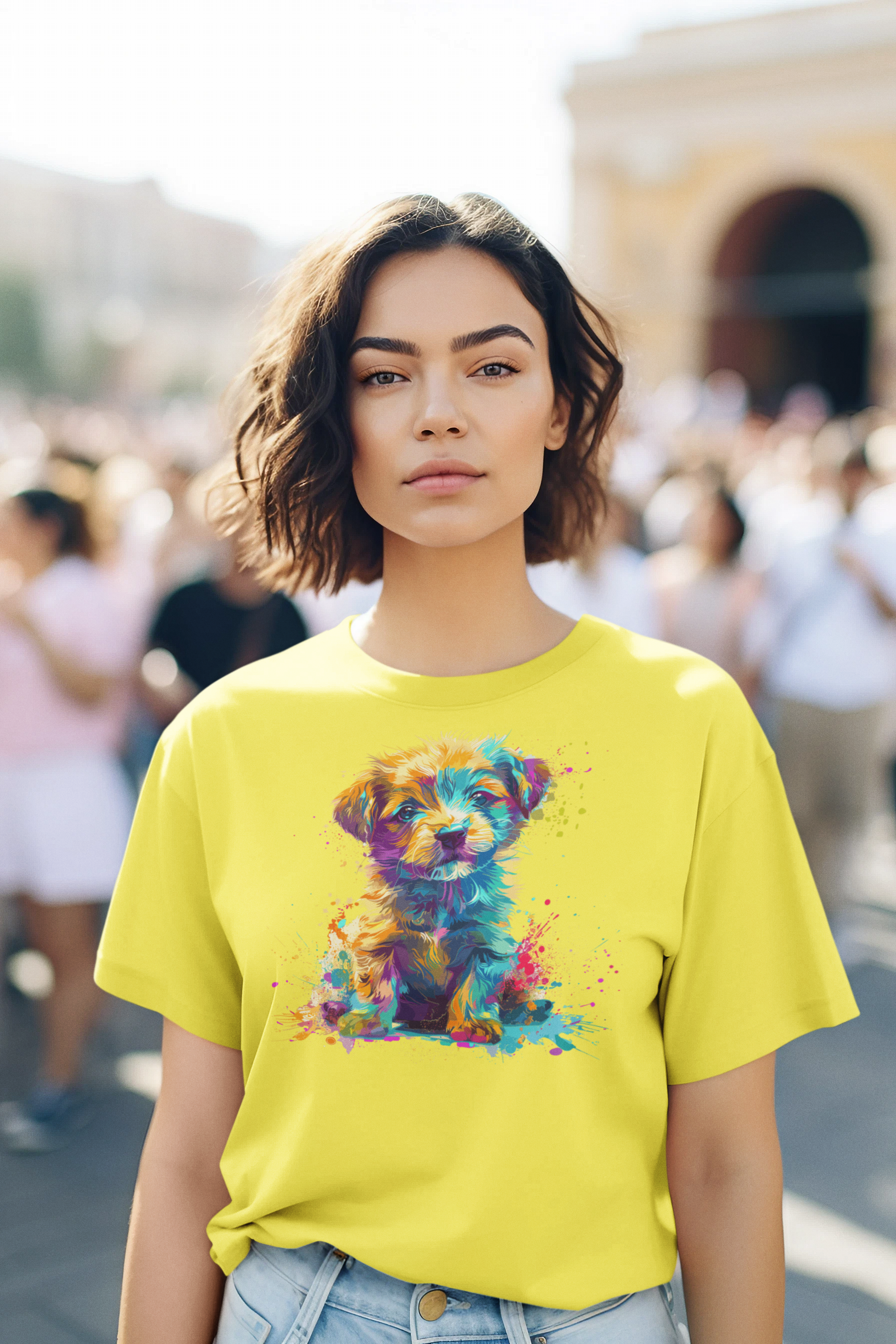 Colorful Puppy design Women's  Cotton T-Shirt