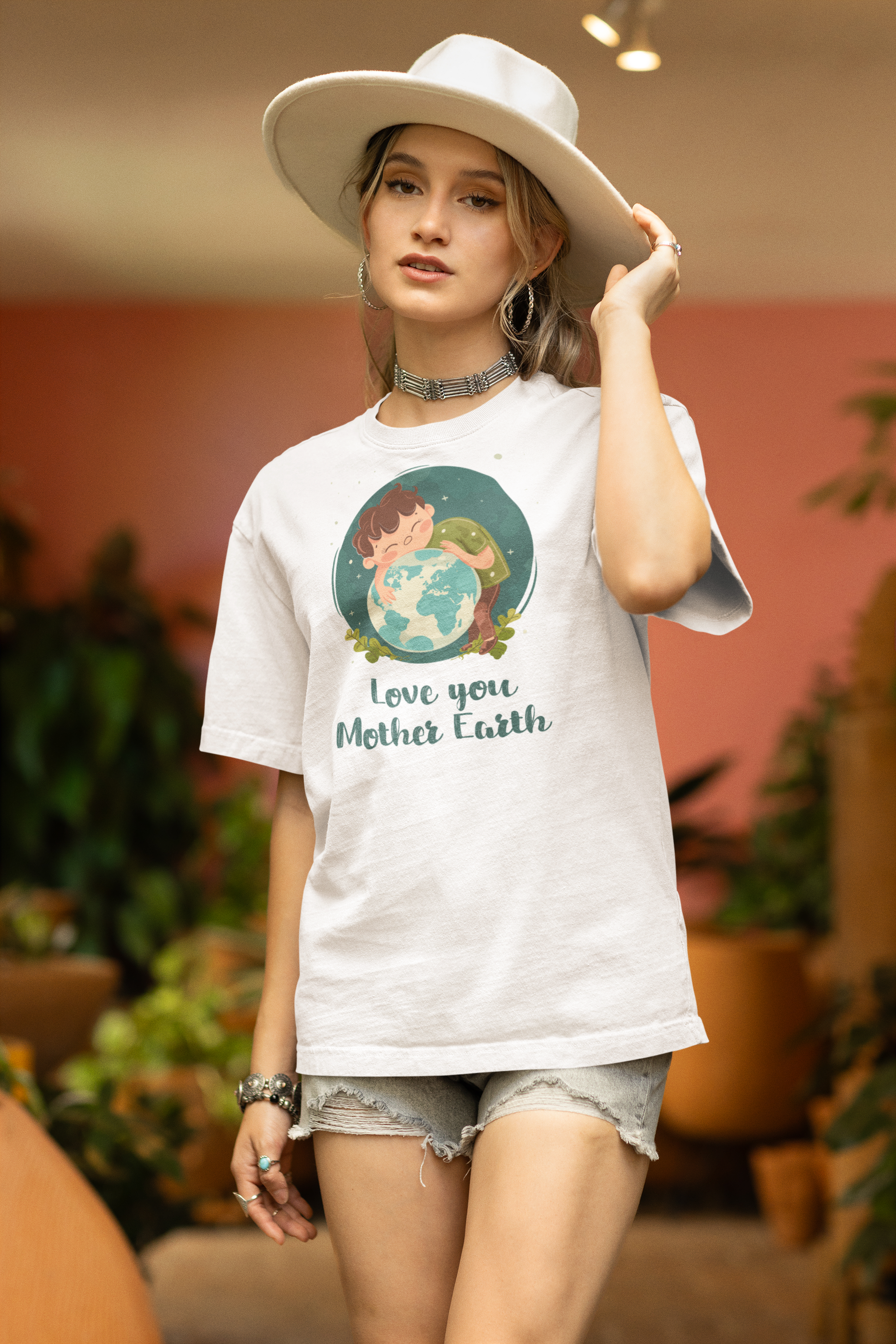 "Embrace Earth: Love You Mother Earth " Women's Cotton Oversized T-Shirt