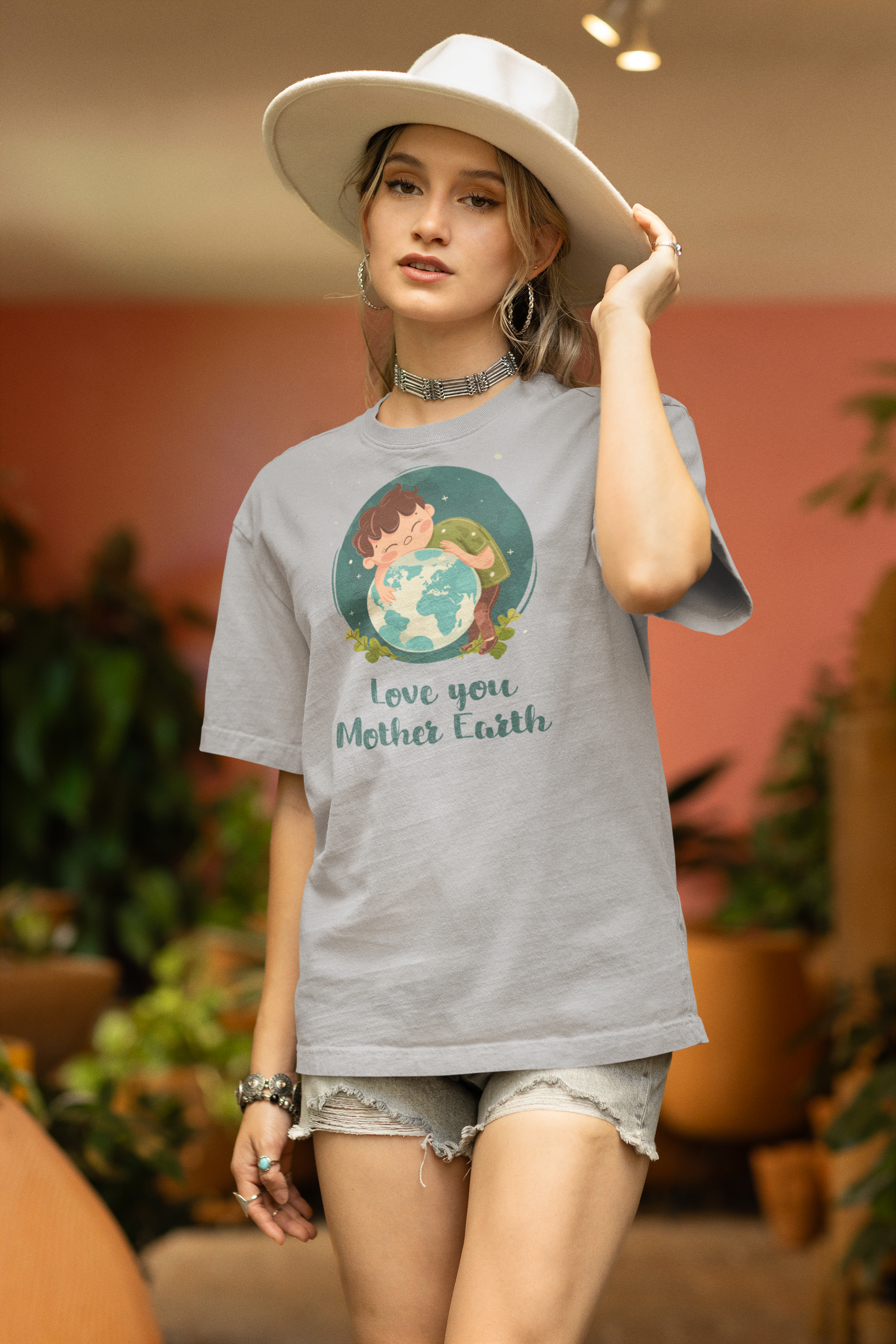 "Embrace Earth: Love You Mother Earth " Women's Cotton Oversized T-Shirt