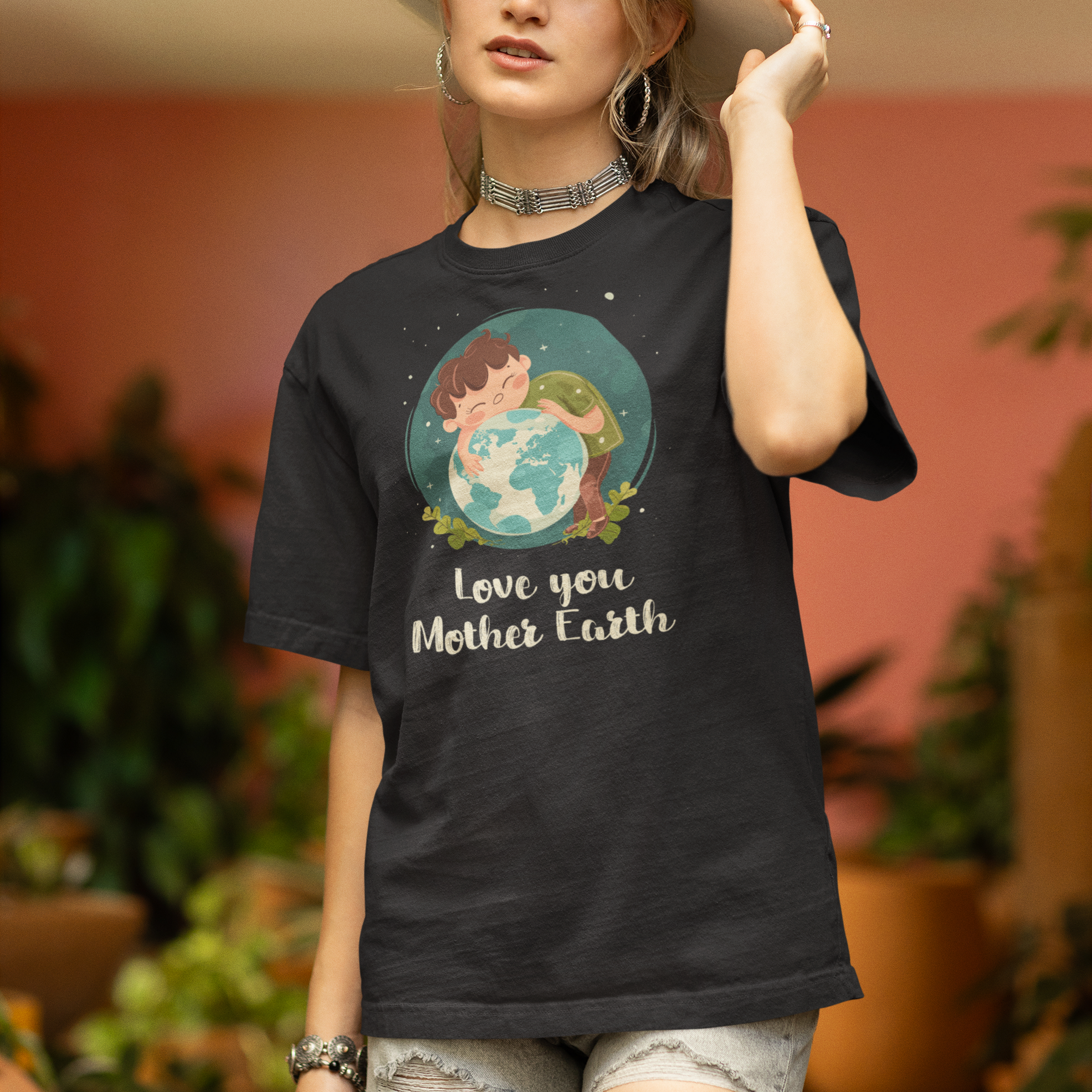 "Embrace Earth: Love You Mother Earth " Women's Cotton Oversized T-Shirt