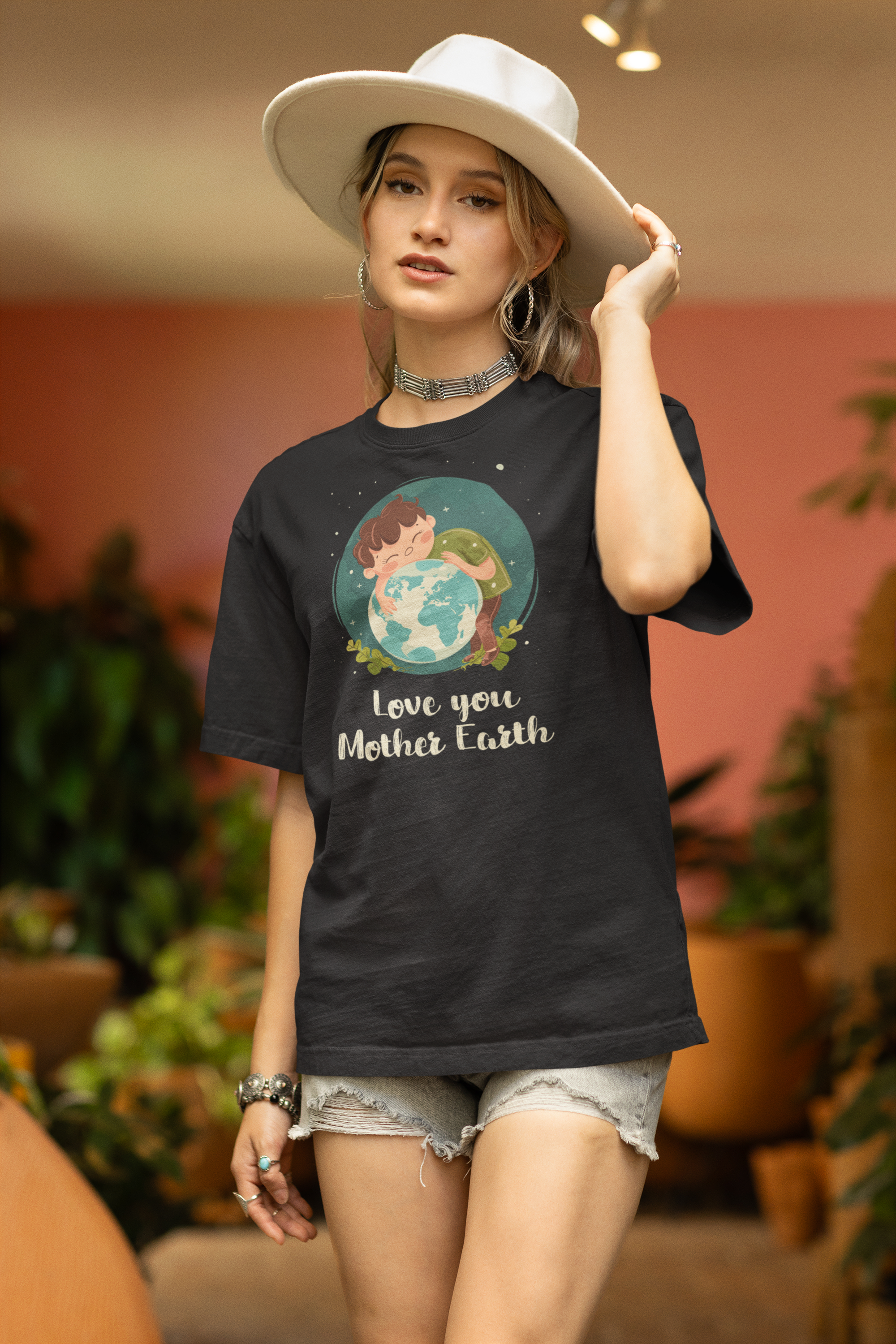 "Embrace Earth: Love You Mother Earth " Women's Cotton Oversized T-Shirt
