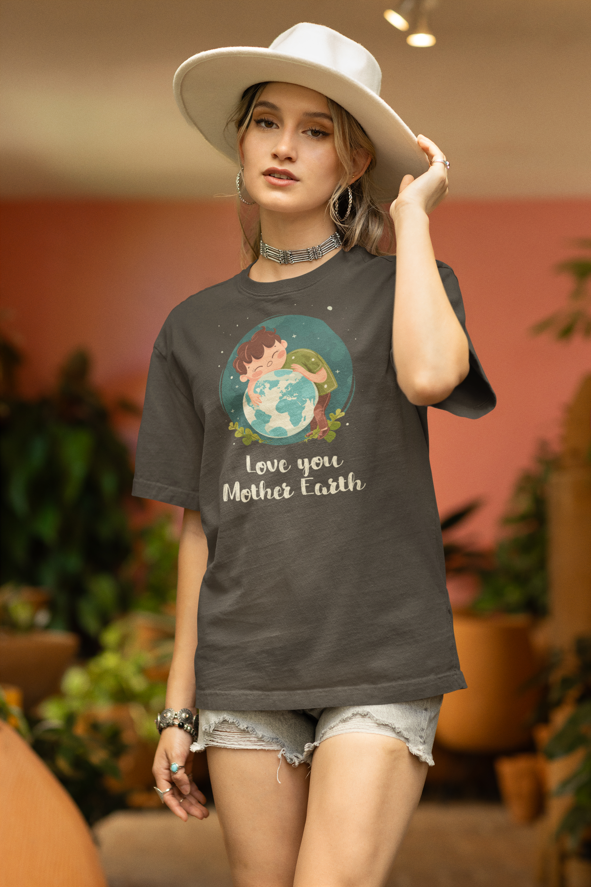 "Embrace Earth: Love You Mother Earth " Women's Cotton Oversized T-Shirt