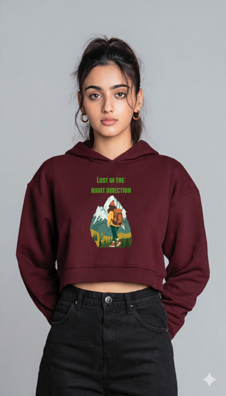 Lost in the Right Direction – Women’s Crop Hoodie | Storeily Winter Collection