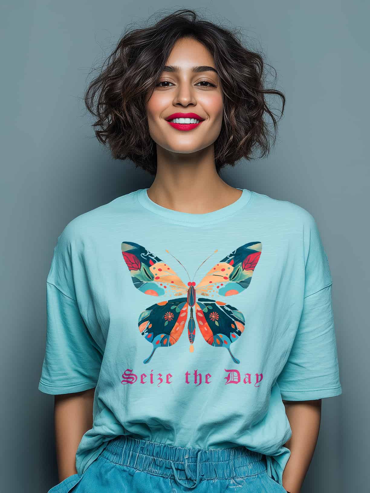 Butterfly Colorful Gothic Premium Oversized Cotton Tshirt