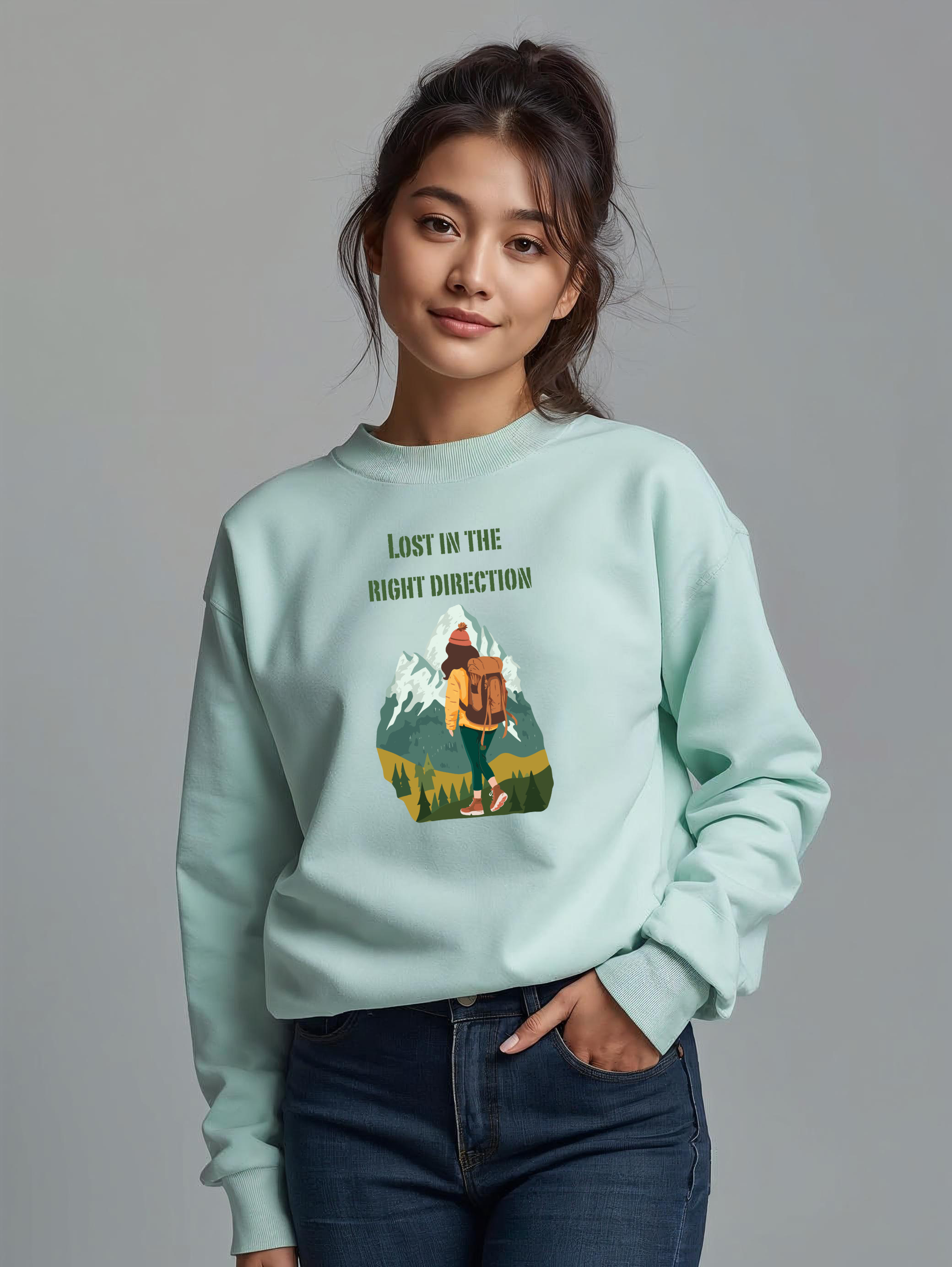 Lost in the Right Direction Graphic Sweatshirt for Women | Storeily Winter Collection