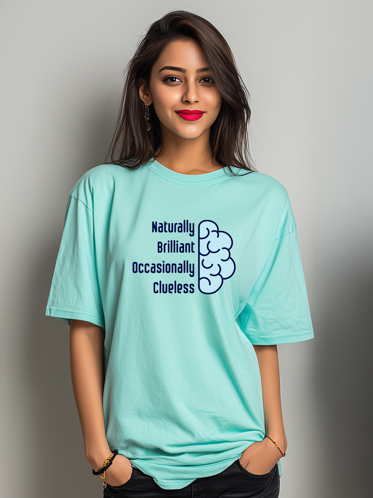 'Naturally Brilliant Occasionally Clueless' Women's Oversized Cotton T-Shirt