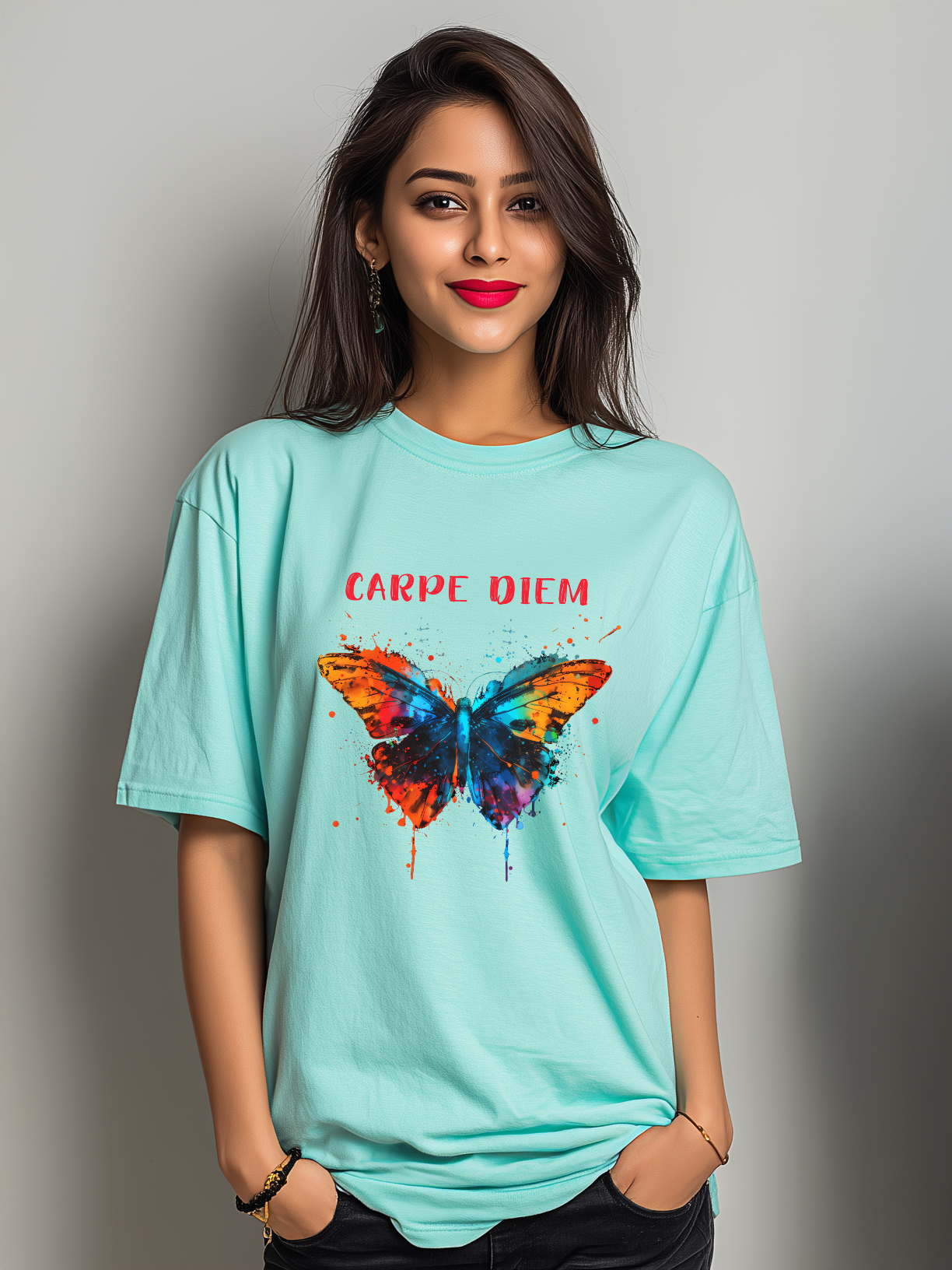 Butterfly Color Splash Premium Oversized Cotton Tshirt