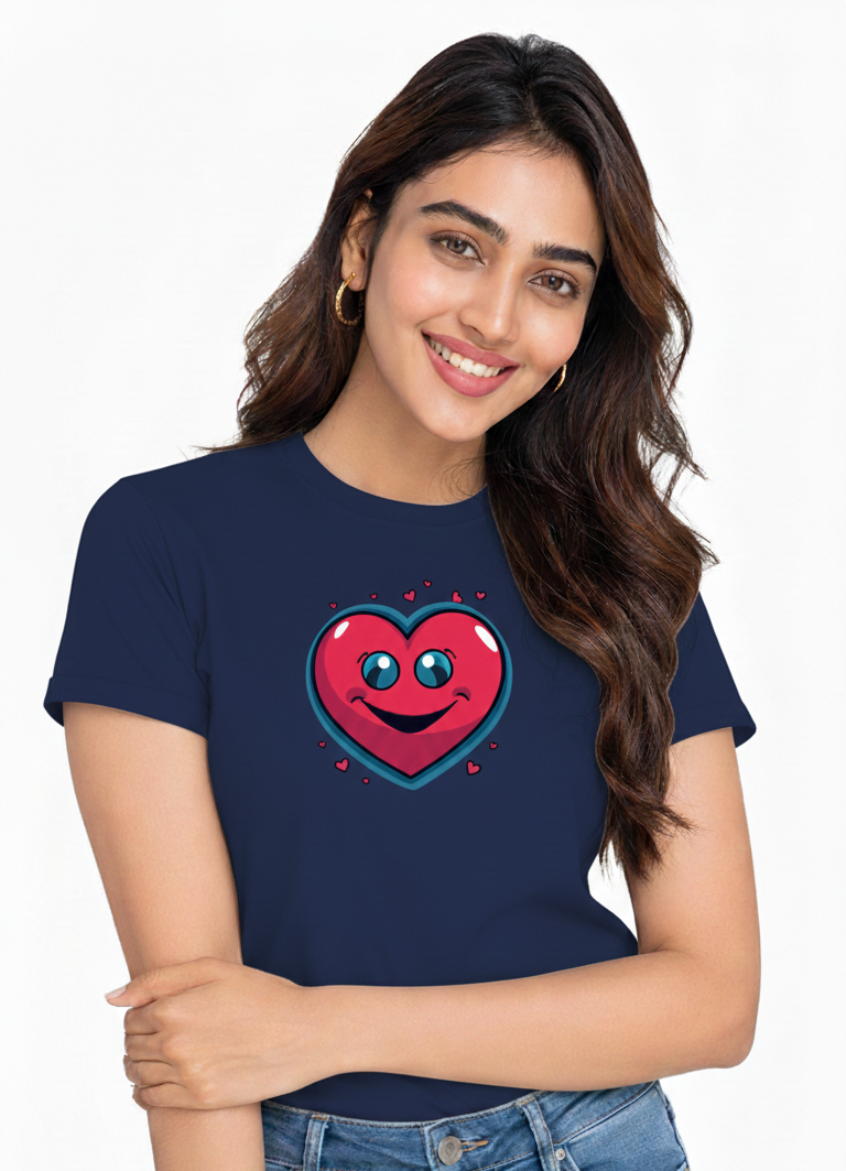 Happy Heart Graphic – Women’s Cotton T-Shirt