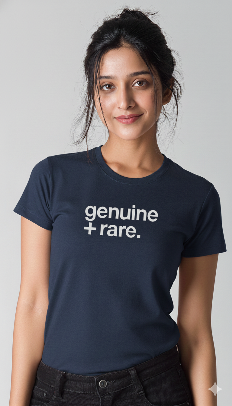 Women’s “Genuine + Rare” Graphic Cotton Tshirt