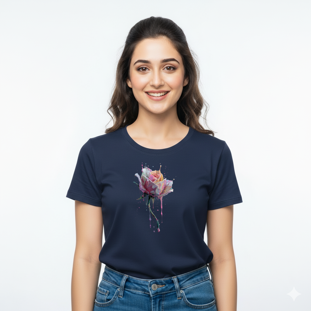 Ethereal Bloom – Cotton Round Neck T-Shirt