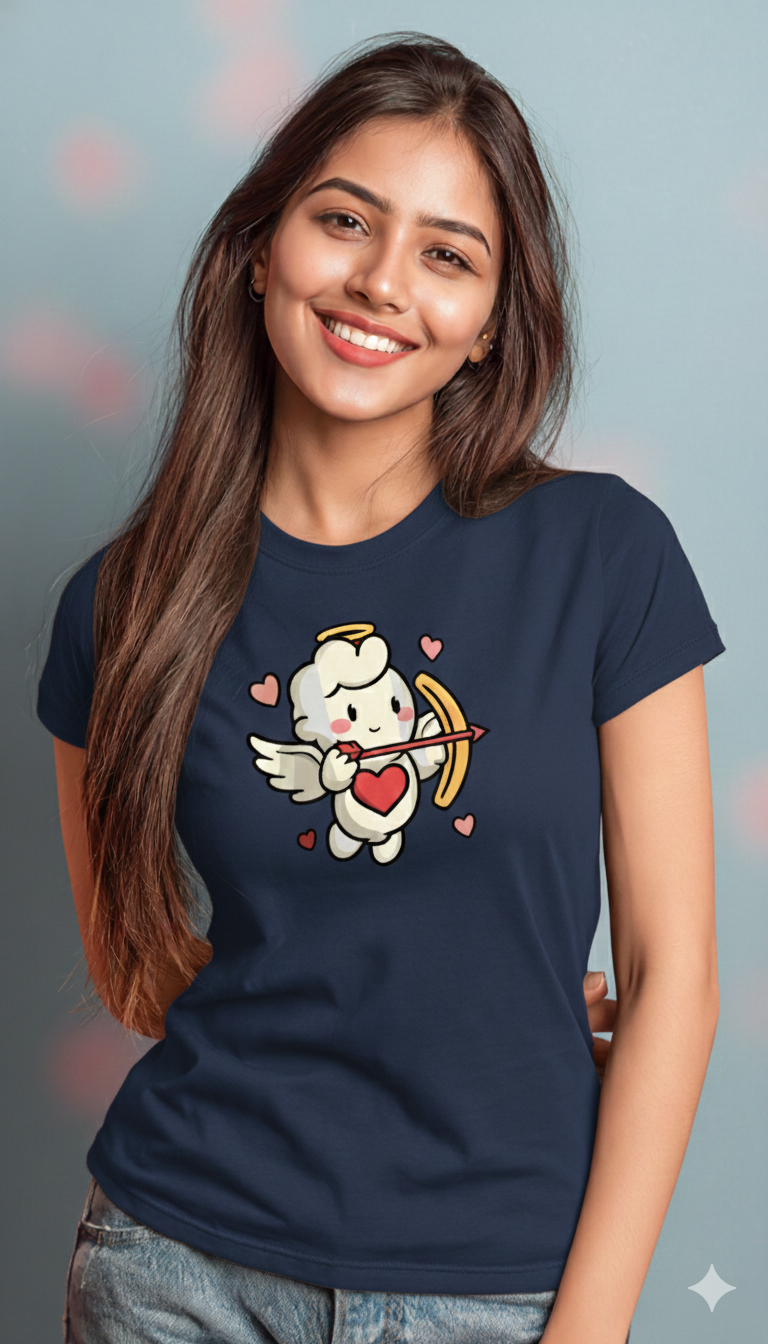 Valentine Edition Cupid Love Graphic Cotton T-Shirt
