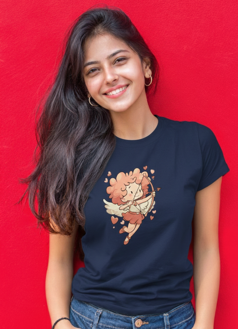Valentine Cupid Love Graphic Cotton T-Shirt