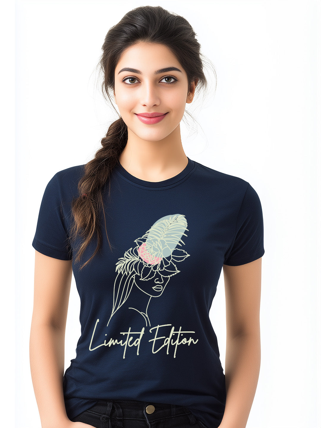 Floral Crown Line Art Design- Limited Edition Women's Cotton T-Shirt