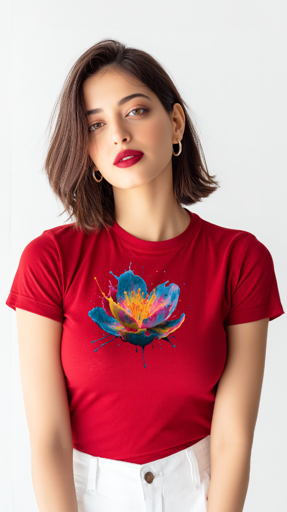 Neon Bloom – Cotton Round Neck T-Shirt