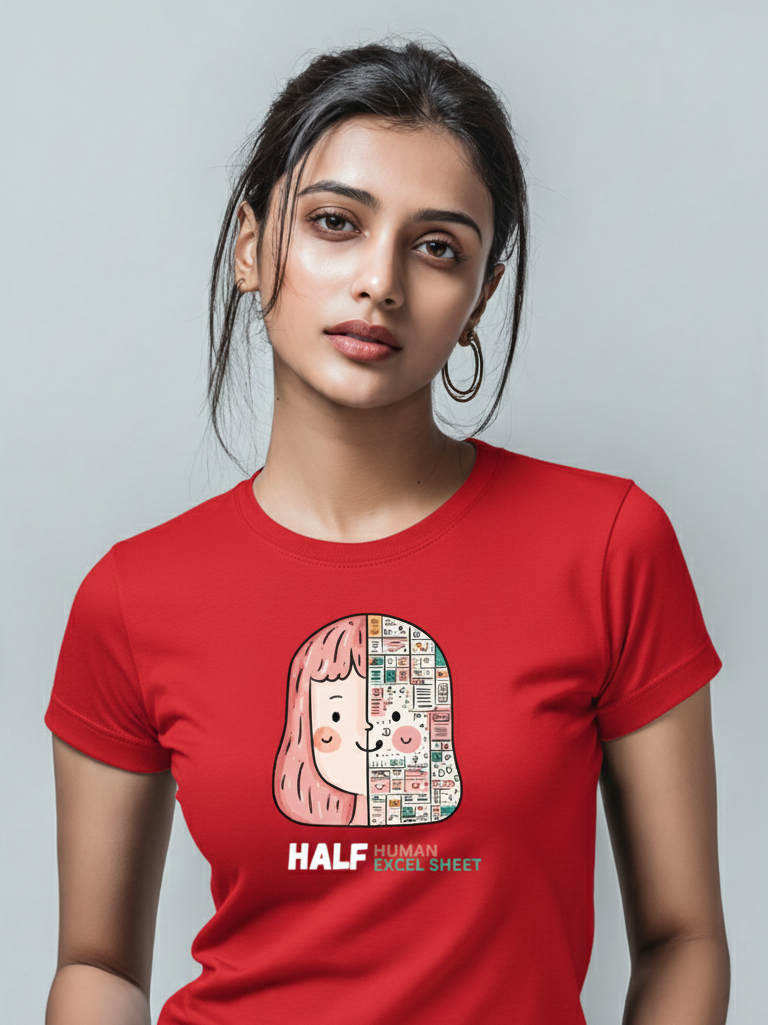 Half Human Half Excel Sheet – Women’s Cotton T-Shirt