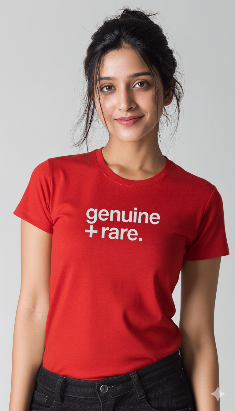 Women’s “Genuine + Rare” Graphic Cotton Tshirt