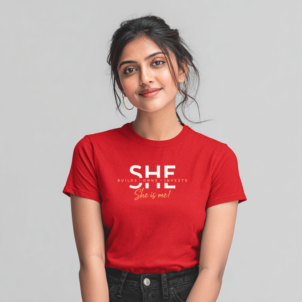 SHE – Builds, Owns, Invests - Women's  Cotton T-shirt