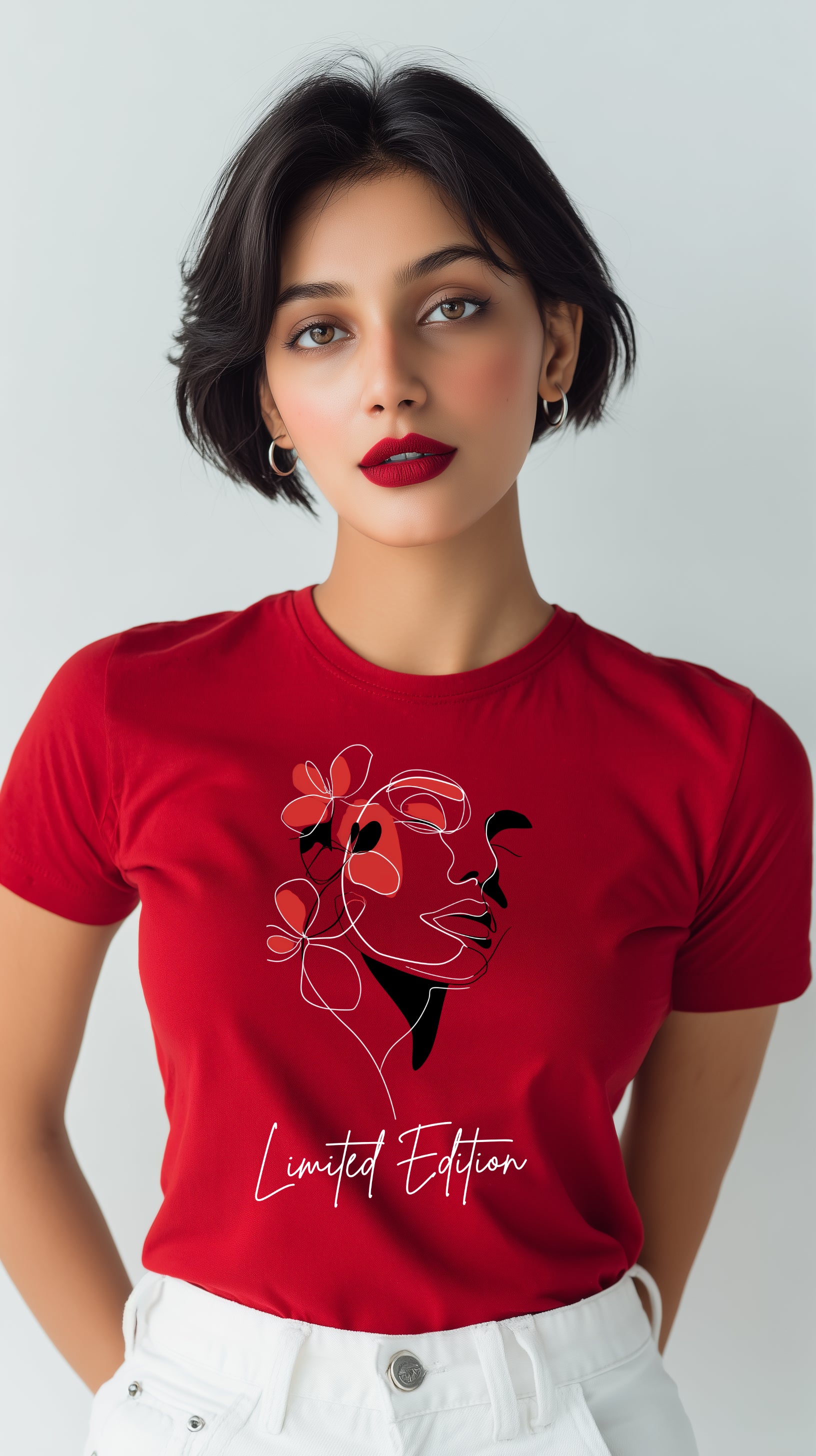 Crimson Bloom – Limited Edition Regular Fit Round Neck Cotton T-Shirt