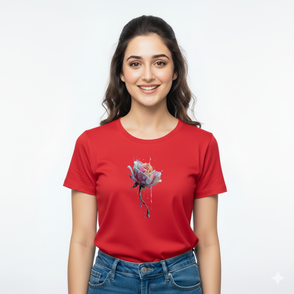 Ethereal Bloom – Cotton Round Neck T-Shirt