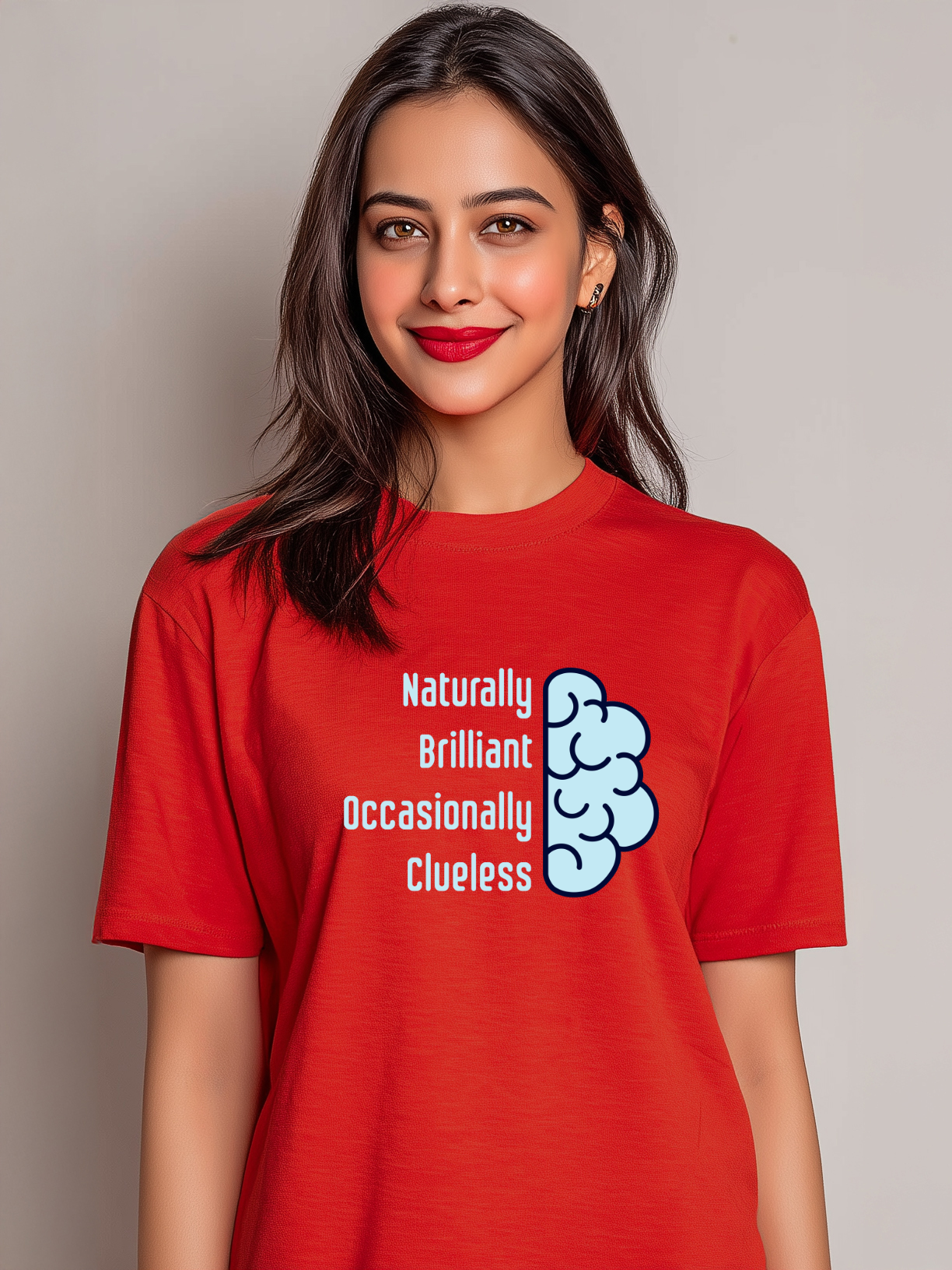'Naturally Brilliant Occasionally Clueless' Women's Oversized Cotton T-Shirt