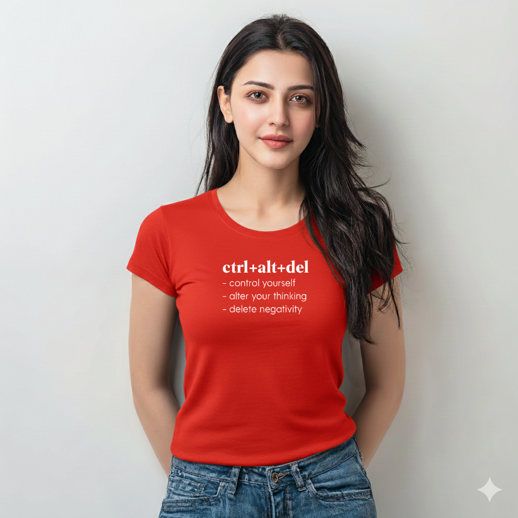 Women’s “Ctrl + Alt + Del” Motivational Cotton Tshirt