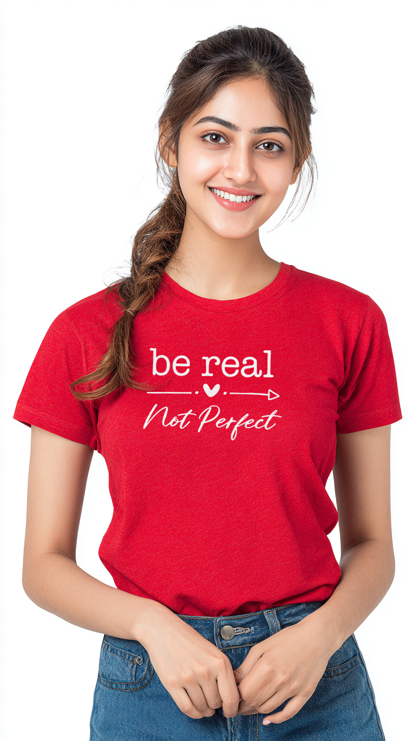 Women’s “Be Real Not Perfect” Graphic Cotton Tshirt