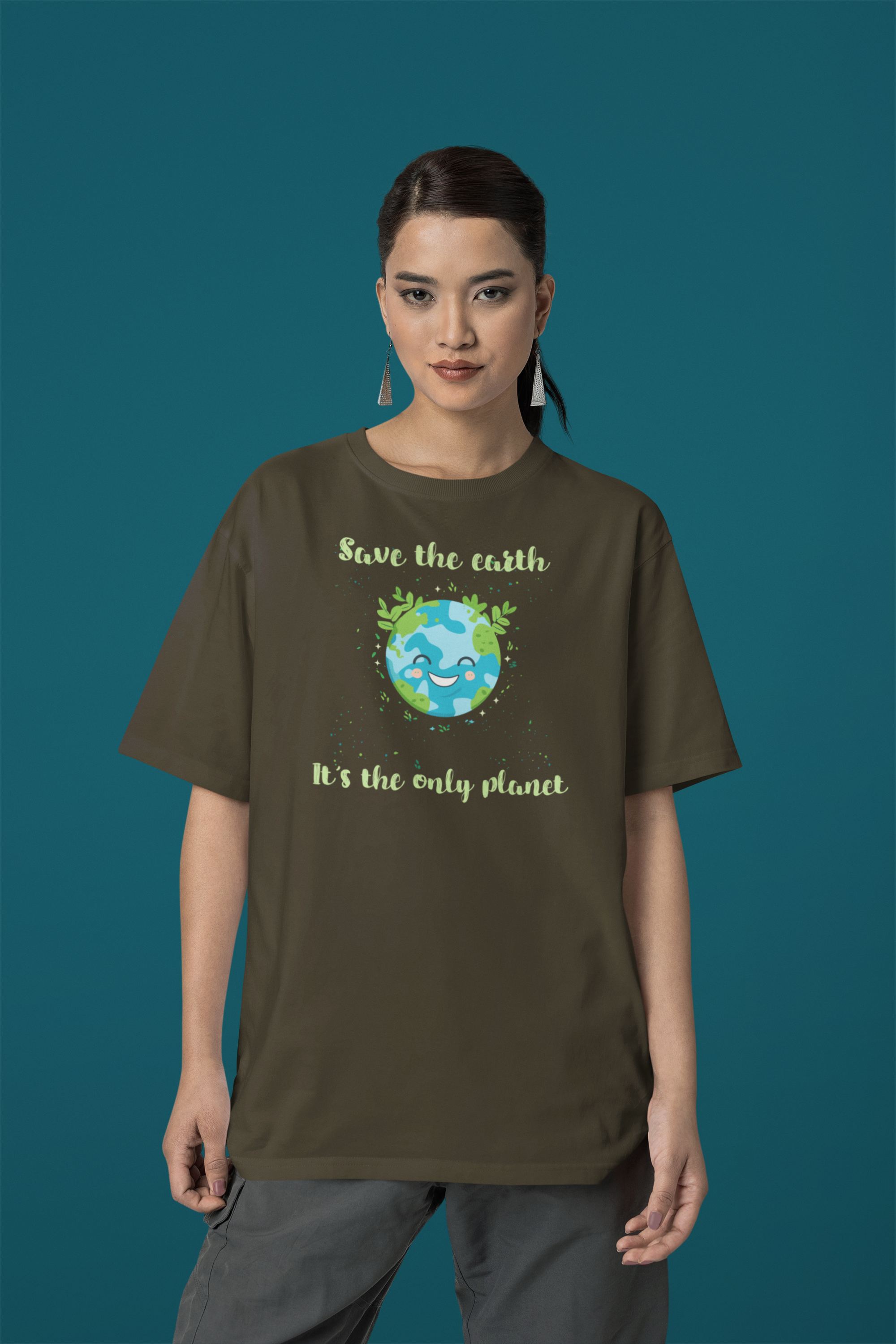 Save The Earth"  Women's Cotton Oversized T-Shirt