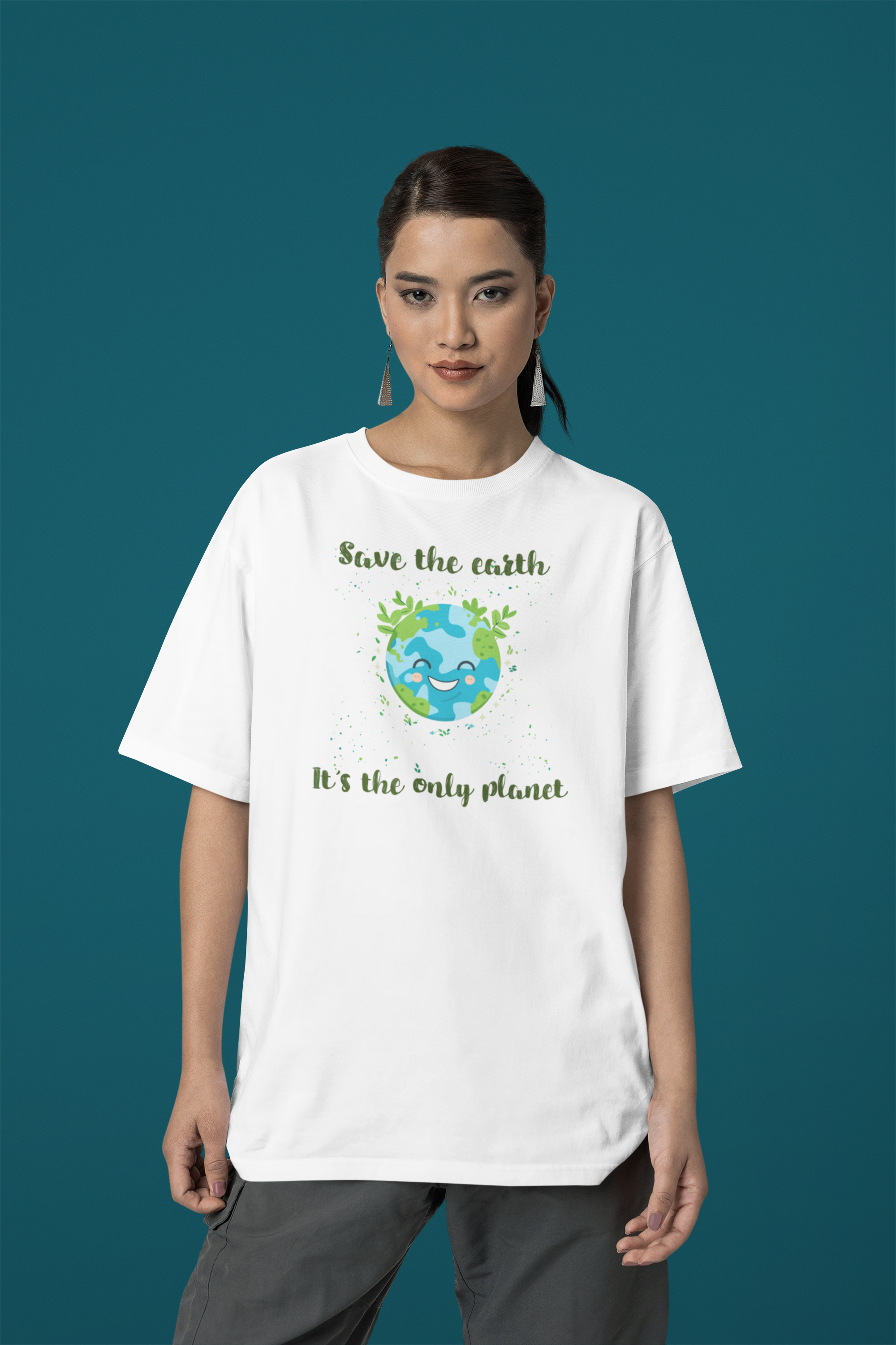 Save The Earth"  Women's Cotton Oversized T-Shirt