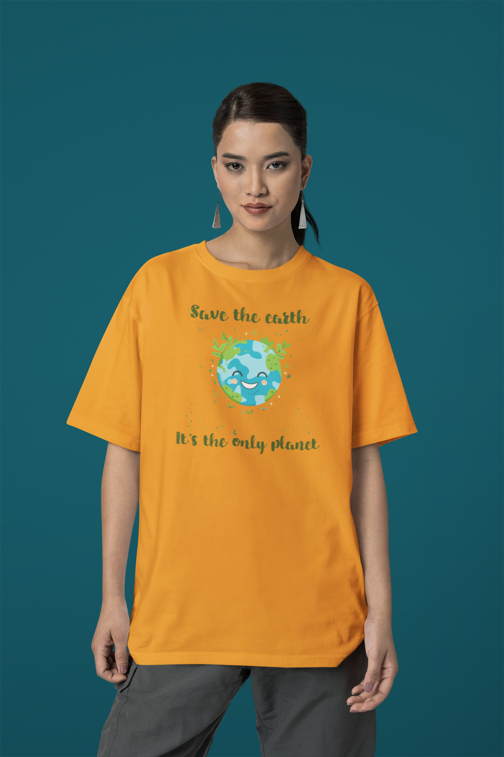 Save The Earth"  Women's Cotton Oversized T-Shirt