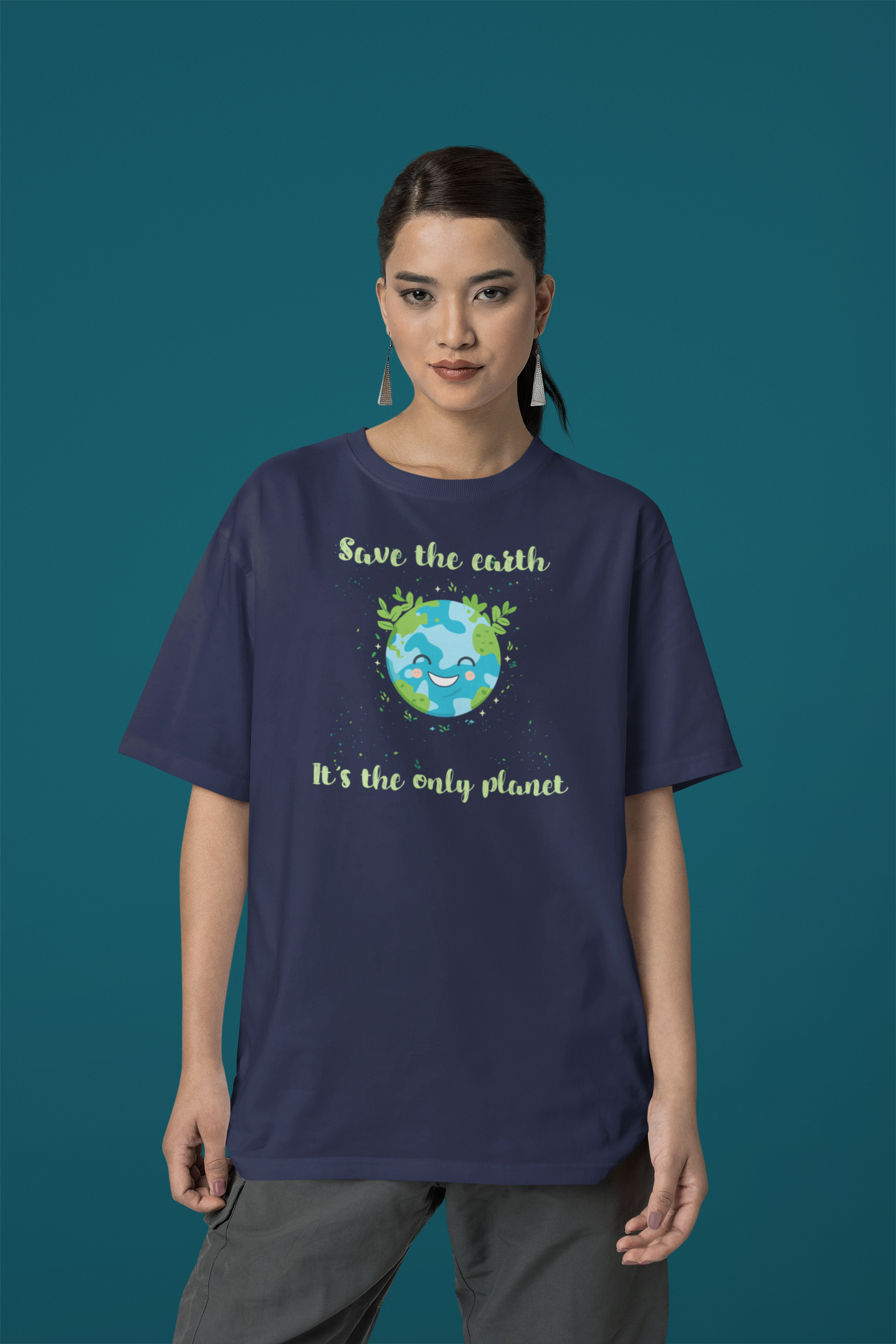 Save The Earth"  Women's Cotton Oversized T-Shirt