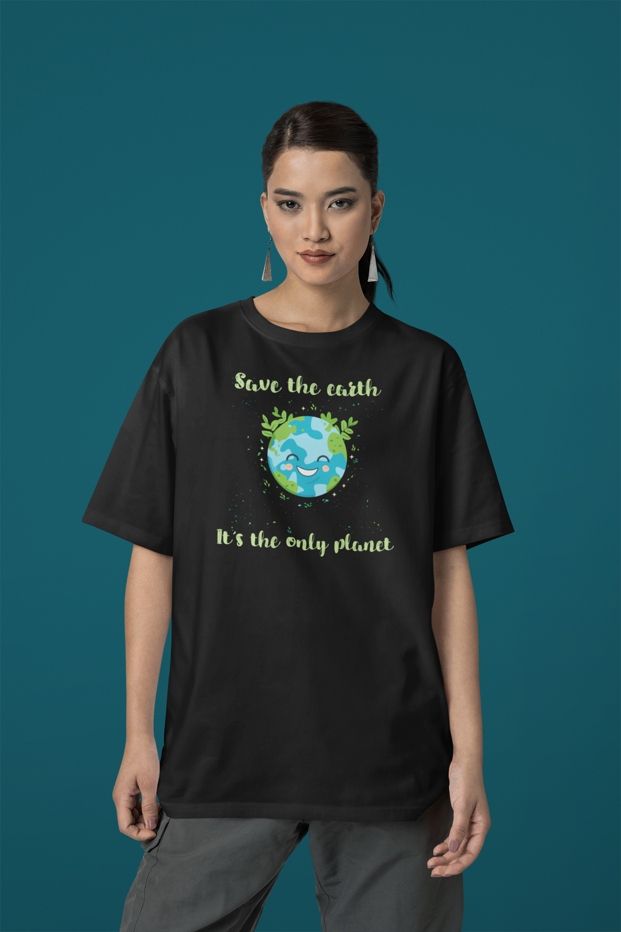 Save The Earth"  Women's Cotton Oversized T-Shirt