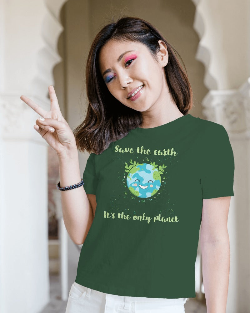 "Save The Earth" Environment Day Theme T-Shirt Women's  T-Shirt