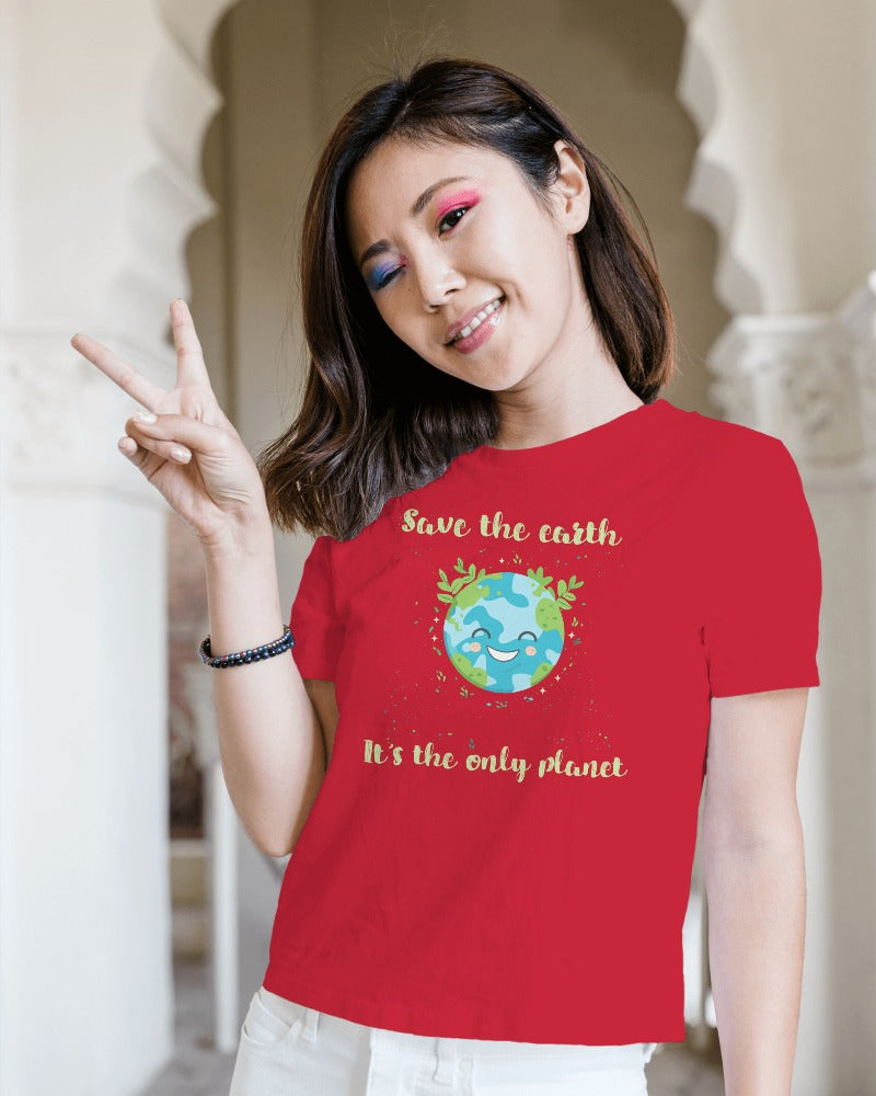 "Save The Earth" Environment Day Theme T-Shirt Women's  T-Shirt