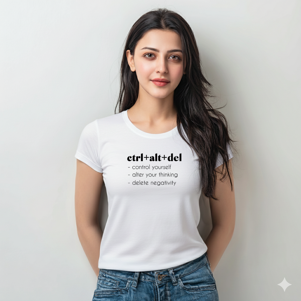 Women’s “Ctrl + Alt + Del” Motivational Cotton Tshirt