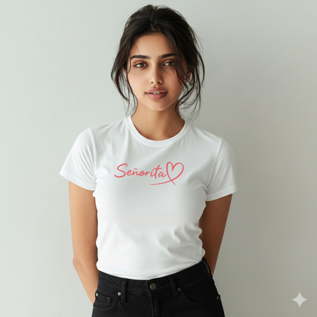 Women’s “Señorita” Heart Script Cotton Tshirt